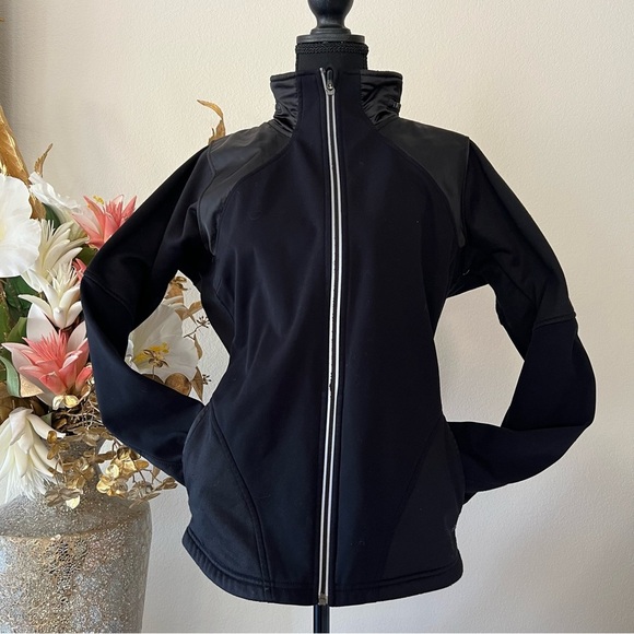 Athleta Black Zip Up Jacket with Hidden Hood - Picture 2 of 10